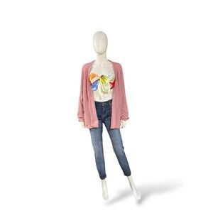 Wild Fable Old Rose Popcorn Texture Oversized Cardigan, Medium/Large